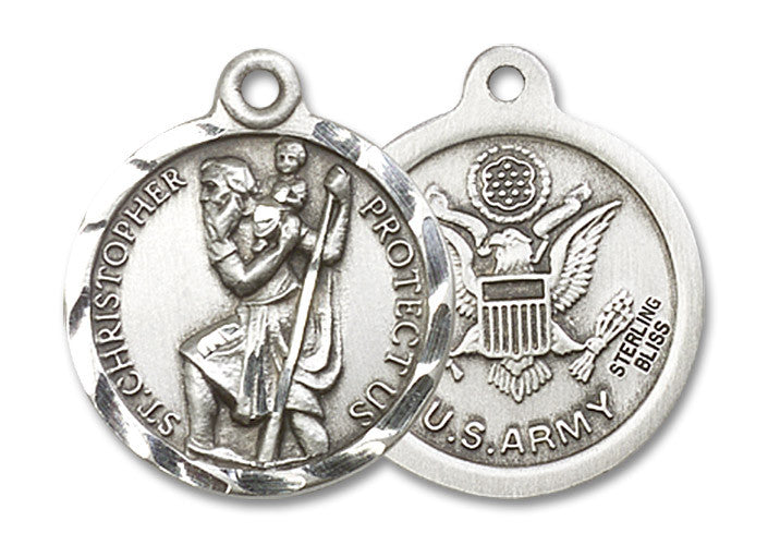 Extel Round Medium Sterling Silver St Christopher Army Medal