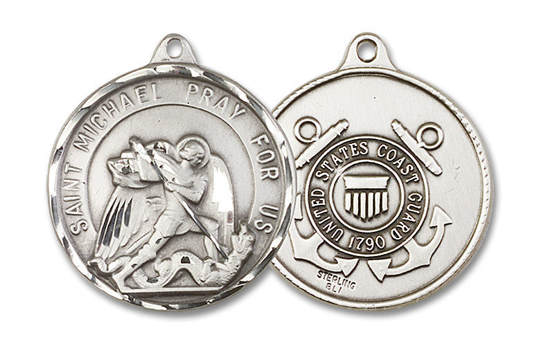 Extel Round Large Sterling Silver St Michael Medal Made in USA