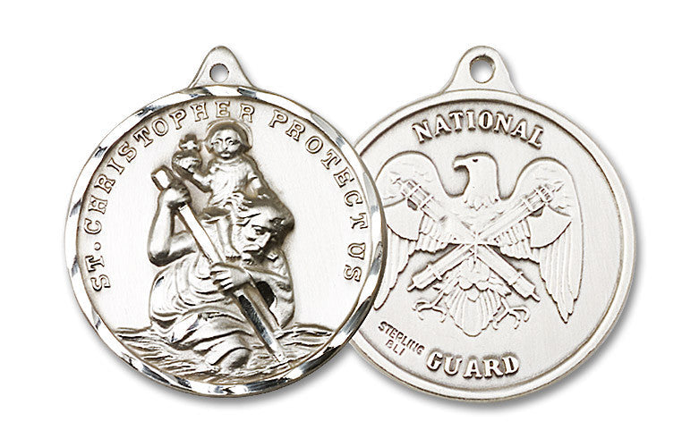 Extel Round Large Sterling Silver St Christopher Medal USA