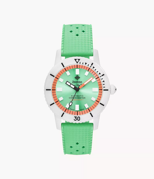 Zodiac ZO9592 Super Sea Wolf Ceramic Compression Rubber Strap Watermelon