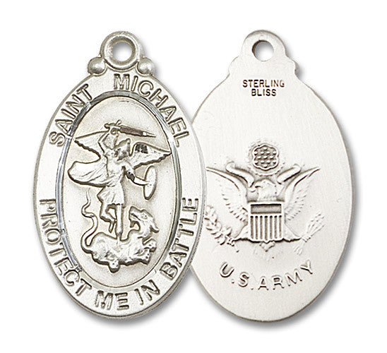 Extel Oval Large Sterling Silver St Michael Army Medal Made in USA