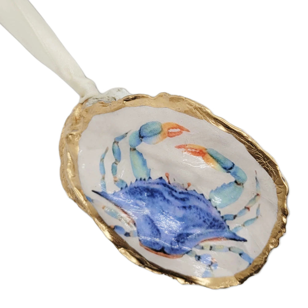 Blue Crab Oyster Shell Ornament