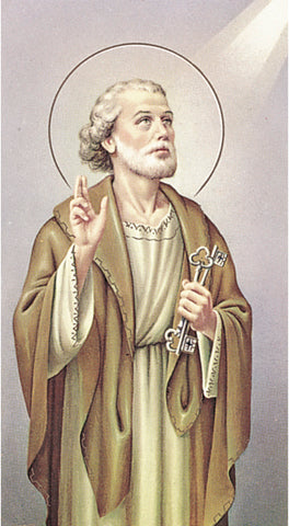 Saint Peter the Apostle Paper Catholic Prayer Holy Card Pack of 100