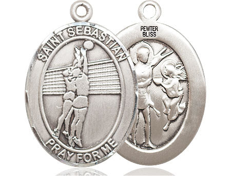 Extel Large Pewter St. Sebastian Volleyball Medal Pendant