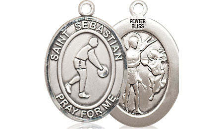 Extel Medium Pewter St. Sebastian Basketball Medal Pendant