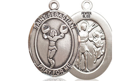 Extel Medium Pewter St. Sebastian Cheerleading Medal Pendant