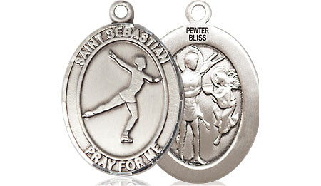 Extel Medium Pewter St. Sebastian Figure Skating Medal Pendant