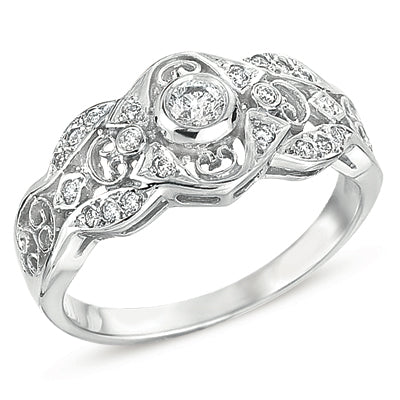 0.24 ctw. ANTIQUE WHITE GOLD RING D3331WG