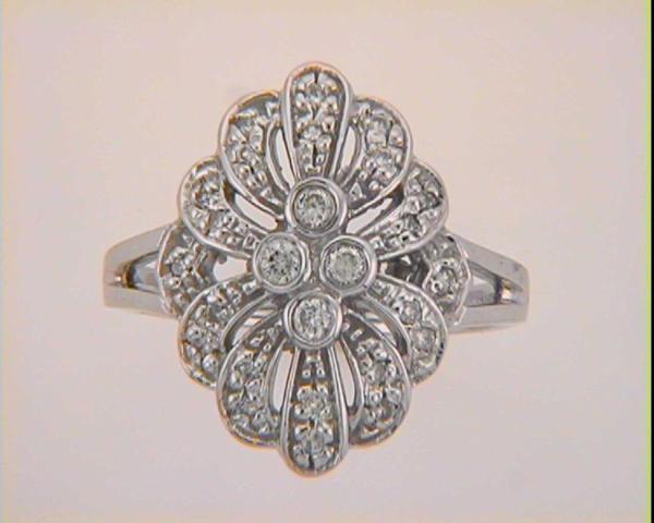 0.24 ctw. ANTIQUE WHITE GOLD RING D3420WG