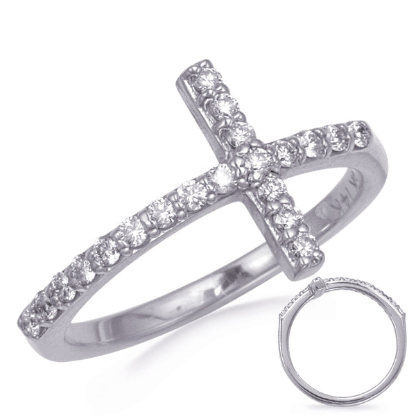 0.29 ctw. WHITE GOLD CROSS RING 2.0MM D4350WG