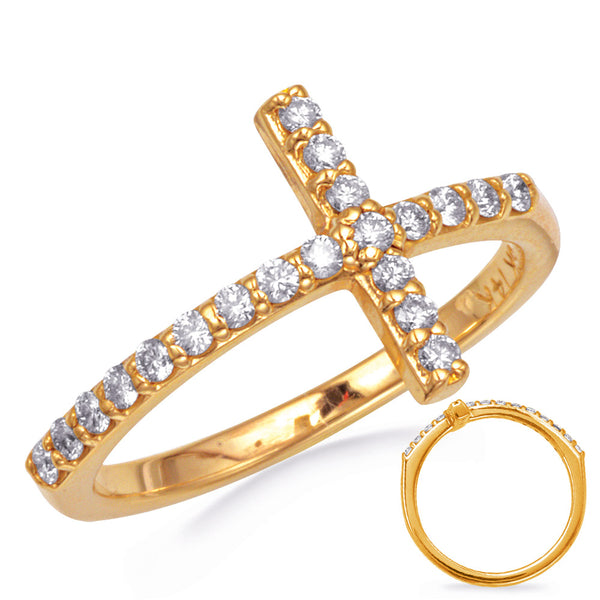 0.29 ctw. YELLOW GOLD CROSS RING 2.0MM D4350YG