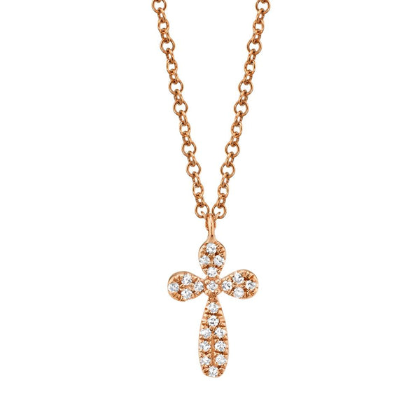 Shy Creation 0.05Ct Diamond Pave Cross Necklace SC55008820