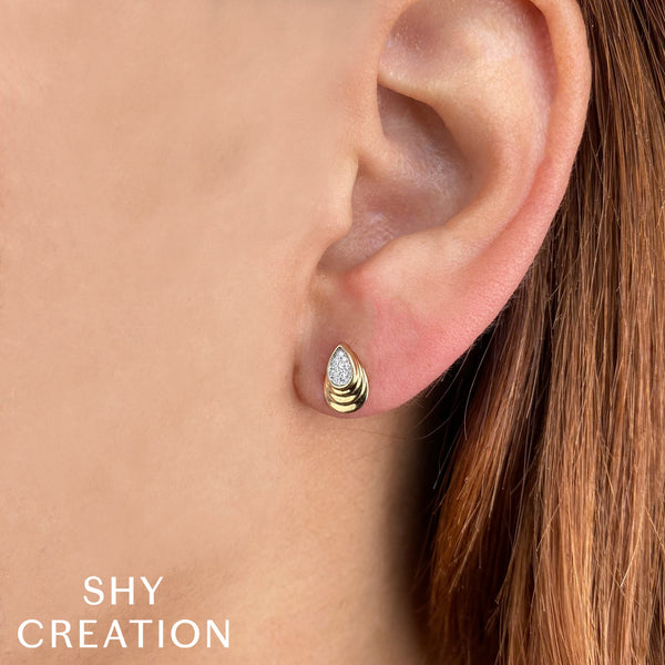 Shy Creation 0.05Ct Diamond Pave Stud Earring SC22009260