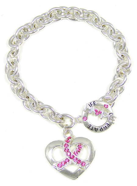 Bound By Love Pink Ribbon Toggle Bracelet