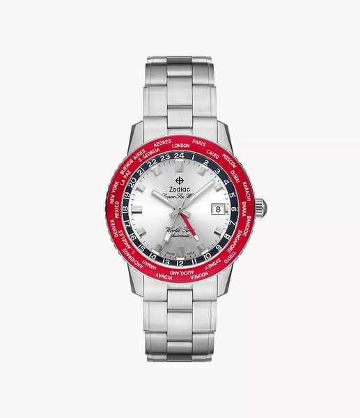 Zodiac ZO9410 Super Sea Wolf MGT World Time Automatic Stainless Steel