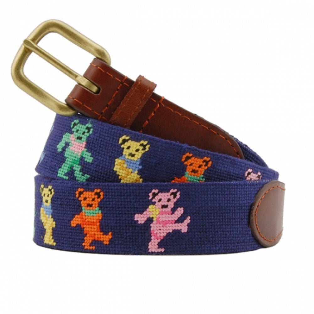 Smathers & Branson Dancing Bears Needlepoint Belt - Dark Navy