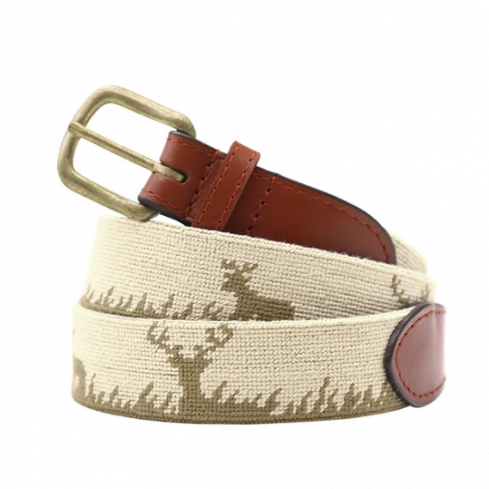 Smathers & Branson Deer Hunting Needlepoint Belt