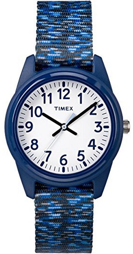 Kid's Timex Time Machines Blue Pattern Nylon Strap Watch TW7C12000