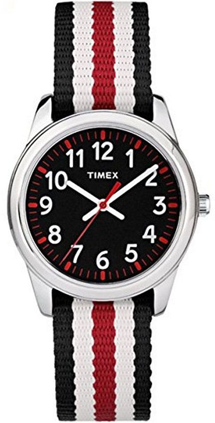 Kid's Timex Time Machines Boys Black And White Stripped Strap Watch TW7C10200