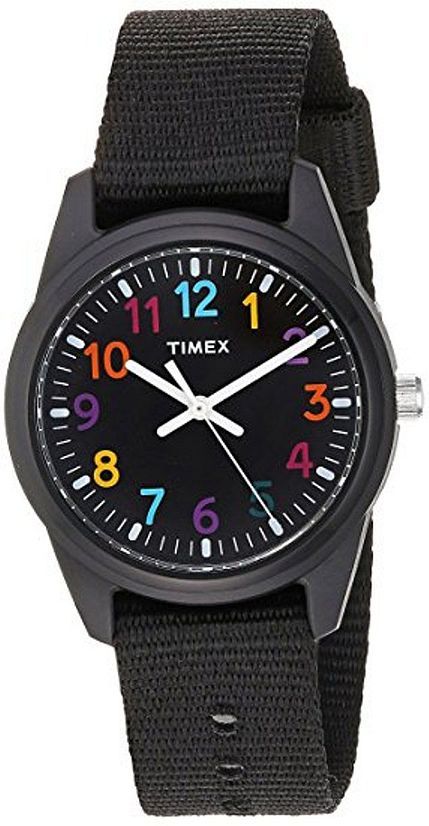 Kid's Timex Time Machines Girls Black Nylon Strap Watch TW7C10400