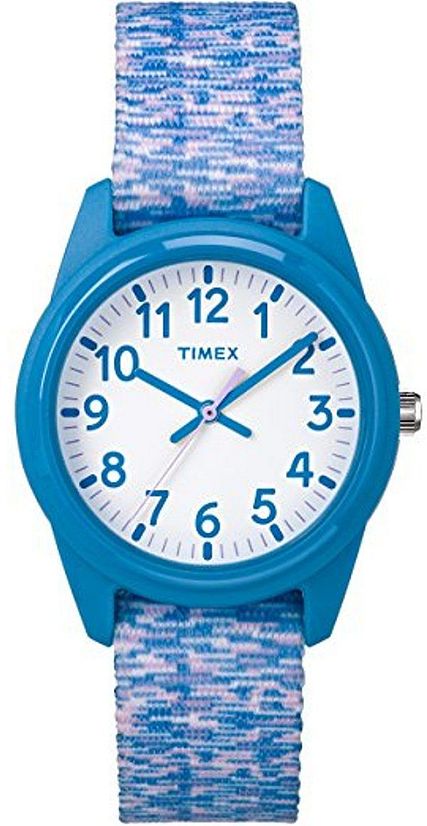 Kid's Timex Time Machines Light Blue Pattern Nylon Strap Watch TW7C12100