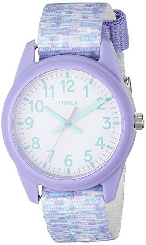Kid's Timex Time Machines Light Purple Pattern Nylon Strap Watch TW7C12200