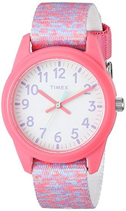 Kid's Timex Time Machines Pink Pattern Nylon Strap Watch TW7C12300