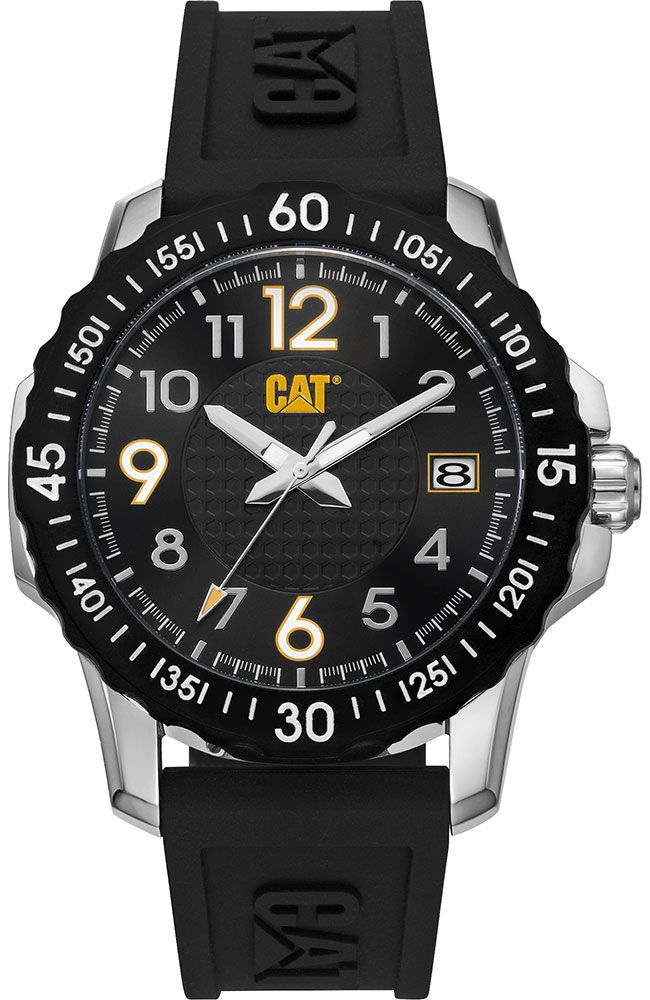 Men's CAT Caterpillar Downforce Black Rubber Strap Watch AP14121111