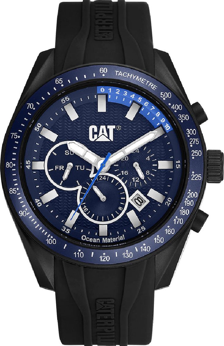 Men's CAT Caterpillar Oceania Multifunction Black Rubber Strap Watch LQ16921626
