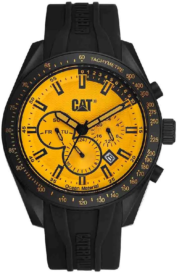 Men's CAT Caterpillar Oceania Multifunction Black Rubber Strap Watch LQ16921721