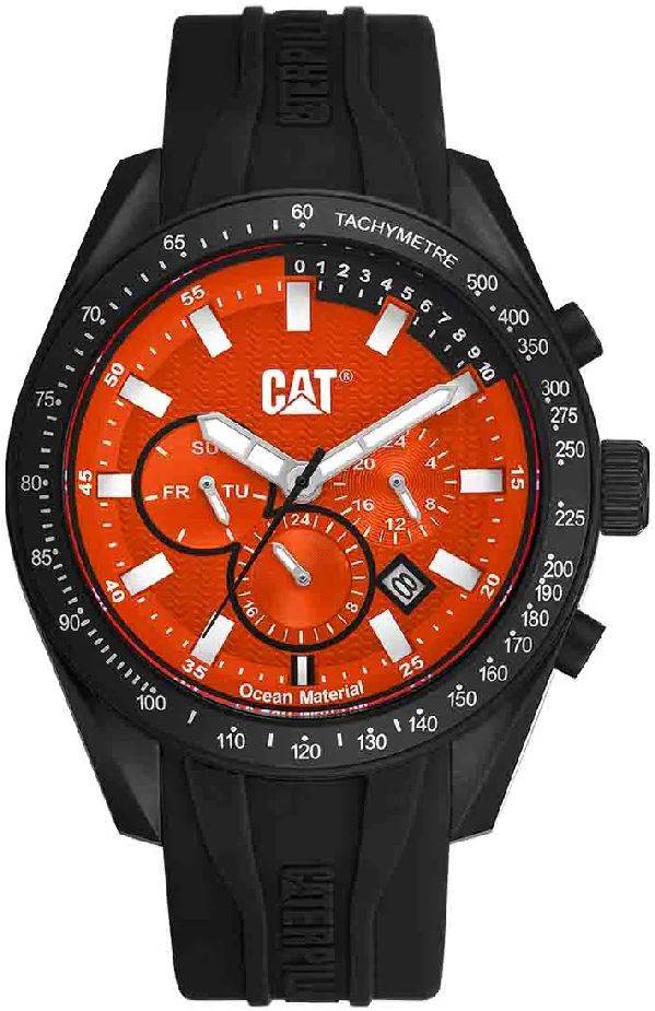 Men's CAT Caterpillar Oceania Multifunction Black Rubber Strap Watch LQ16921821
