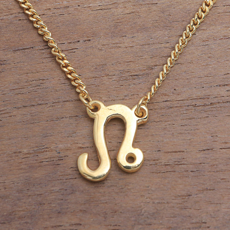 18k Gold Plated Sterling Silver Leo Pendant Necklace, "Golden Leo"