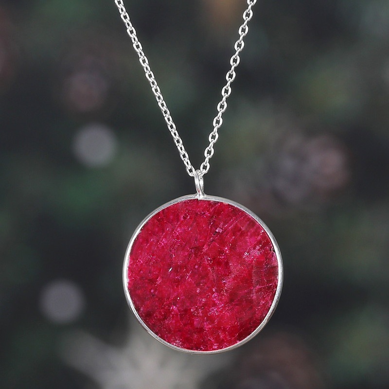 58-Carat Round Ruby Pendant Necklace in a Checkerboard Cut, "Sublime Caprice"