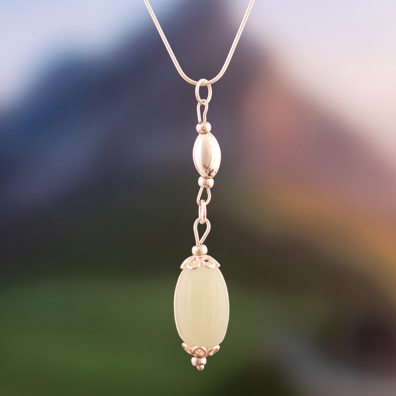 White Onyx Sterling Silver Pendant Necklace from Peru, "Sublime Appeal"