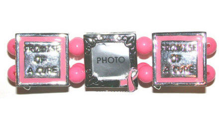 Pink Ribbon Double Stretch Cuff Photo Bracelet
