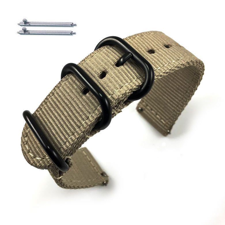 Raymond Weil Compatible Khaki Nylon Watch Band Strap Belt Army Military Ballistic Black Buckle #6040