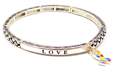 Hope Faith Love Stackable Autism  Bracelet