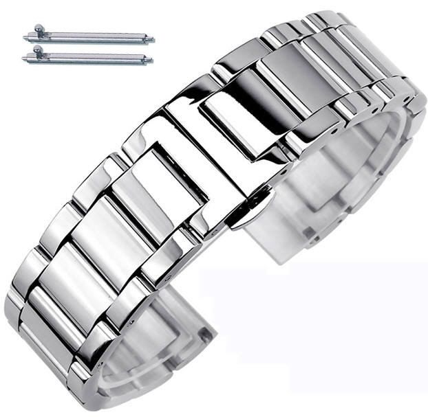 Stainless Steel Metal Bracelet Replacement 18mm Watch Band Butterfly Clasp #5010