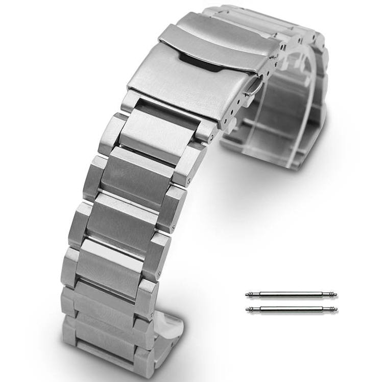 Stainless Steel Metal Bracelet Replacement 19mm Watch Band Double Locking clasp #5003