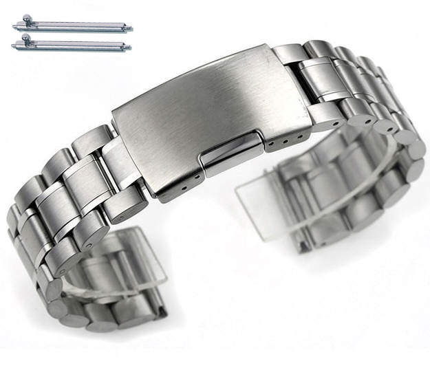 Stainless Steel Metal Bracelet Replacement 20mm Watch Band Button Clasp #5015