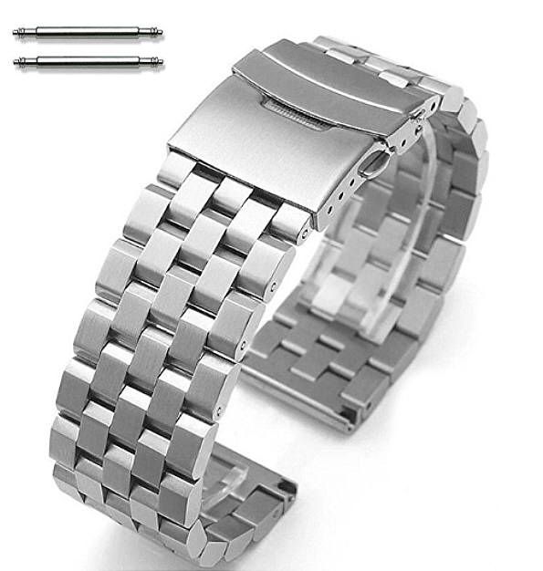 Stainless Steel Metal Watch Band Strap Bracelet Double Locking Buckle #5051