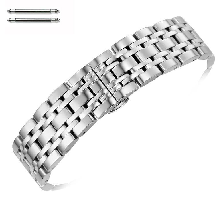 Stainless Steel Polished Metal Replacement 16mm Watch Band Butterfly Clasp #5055