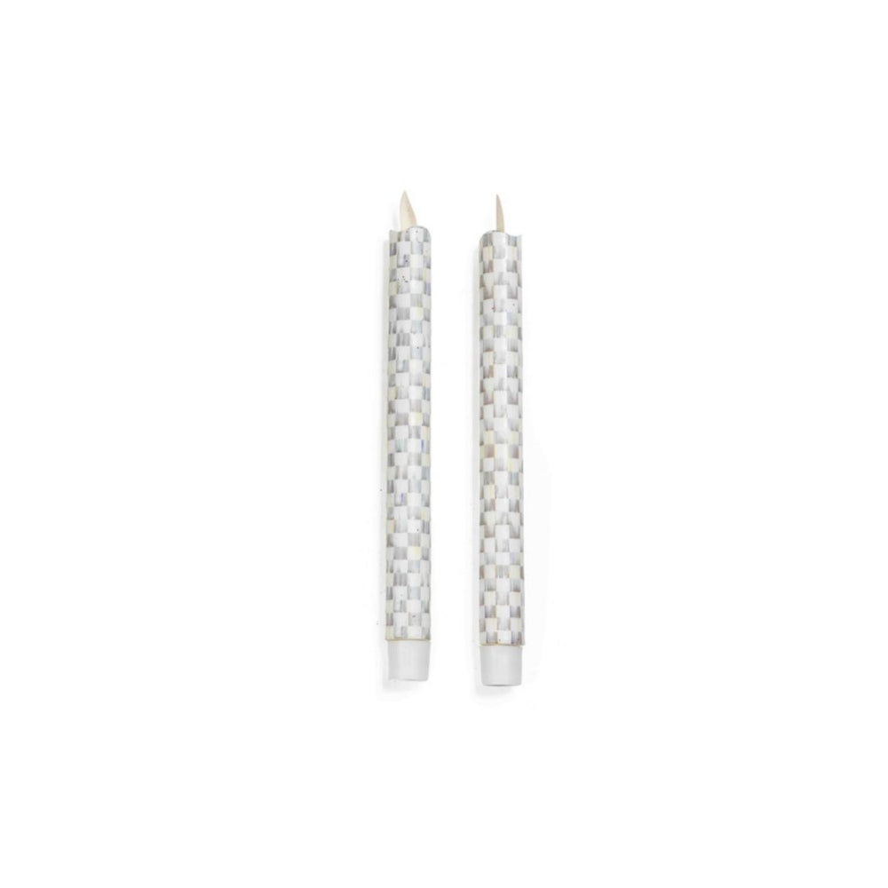 MacKenzie-Childs Sterling Check Flicker Taper Candles - Set of 2